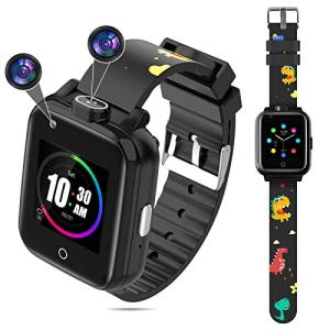 OKYUK 4G GPS SmartWatch for Kids Children's Smart Watch Child Watch Phone with 2-Style Watch Straps for 3-12 Years Perfect Birthday Xmas Gifts (Black)