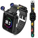 OKYUK 4G GPS SmartWatch for Kids Children's Smart Watch Child Watch Phone with 2-Style Watch Straps for 3-12 Years Perfect Birthday Xmas Gifts (Black)