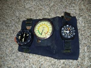 Scuba Diving Gages with vintage watch