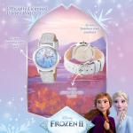 Disney Frozen Watch for Girls Ages 4–7 Featuring Princess Elsa – Gift for Toddlers Learning Time and Frozen Fans – Character Dial, Silver Bezel, Silver Glitter Leather Strap