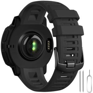 GEAK Compatible with Garmin Instinct Watch Bands Replacement, 22mm Soft Silicone Sport Strap Compatible with Garmin Instinct Band/Instinct 2 Watch Band/Solar/Tactical Smartwatch-Black Watch Band