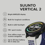 SUUNTO Vertical 2 GPS Sport Watch with 1.5” AMOLED Touchscreen, Arctic Gray & SUUNTO 22 ATH6 Silicone Strap All Black S+M