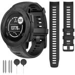 Waterproof Band Compatible with Garmin Instinct Watch Bands, 22mm Soft Silicone Replacement Watch Strap for Garmin Instinct 2 / Instinct Esports/Solar/Tactical (Black)