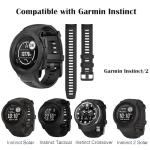 Waterproof Band Compatible with Garmin Instinct Watch Bands, 22mm Soft Silicone Replacement Watch Strap for Garmin Instinct 2 / Instinct Esports/Solar/Tactical (Black)