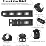 Waterproof Band Compatible with Garmin Instinct Watch Bands, 22mm Soft Silicone Replacement Watch Strap for Garmin Instinct 2 / Instinct Esports/Solar/Tactical (Black)