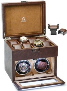 Automatic Watch Winder Box - 8 Compartment, Coffee Brown
