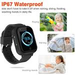OKYUK 4G GPS Smartwatch for Girls Boys, IP67 Waterproof Sport Smart Watch Phone for Kids, with Camera WiFi Video Call Phone Call SOS Pedometer for 3-14 Age (Black#1)