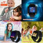 OKYUK 4G GPS Smartwatch for Girls Boys, IP67 Waterproof Sport Smart Watch Phone for Kids, with Camera WiFi Video Call Phone Call SOS Pedometer for 3-14 Age (Black#1)