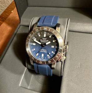 GLYCINE AIRMAN World Timer GMT GL0054 44mm Blue Dial Box & Papers