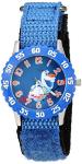 Disney Frozen Kids' Bezel Stainless Steel Time Teacher Analog Nylon Strap Watch, Blue/Blue