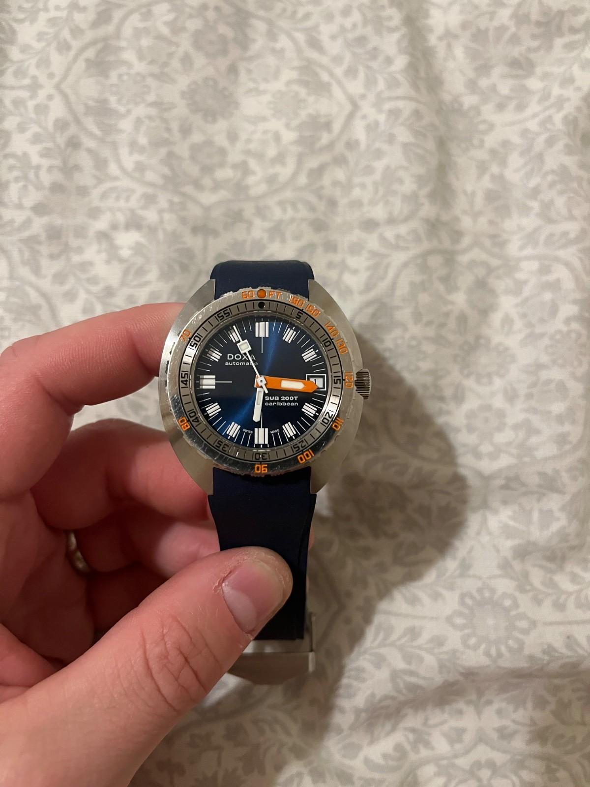 Doxa Sub 200T Caribbean Sunray Dial bracelet and rubber strap with box and paper