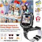 OKYUK 4G GPS Smartwatch for Girls Boys, IP67 Waterproof Sport Smart Watch Phone for Kids, with Face Unlock 2-Camera 360° Rotating Screen WiFi Video Call Phone Call SOS Pedometer for 3-14 Age