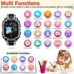 OKYUK 4G GPS Smartwatch for Girls Boys, IP67 Waterproof Sport Smart Watch Phone for Kids, with Face Unlock 2-Camera 360° Rotating Screen WiFi Video Call Phone Call SOS Pedometer for 3-14 Age