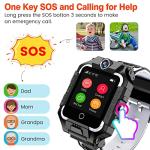 OKYUK 4G GPS Smartwatch for Girls Boys, IP67 Waterproof Sport Smart Watch Phone for Kids, with Face Unlock 2-Camera 360° Rotating Screen WiFi Video Call Phone Call SOS Pedometer for 3-14 Age