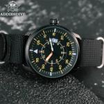 44MM ADDIESDIVE Vintage Quartz Men Watch Luminous Diver Nylon 50M Waterproof NEW