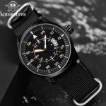 44MM ADDIESDIVE Vintage Quartz Men Watch Luminous Diver Nylon 50M Waterproof NEW