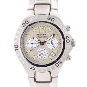 Beuchat Vintage Chronograph Diver Watch Silver Dial 100M Quartz Stainless Steel