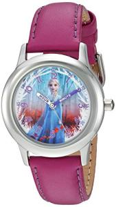 Disney Frozen Kids' Stainless Steel Time Teacher Analog Quartz Strap Watch, Elsa/Maroon Purple