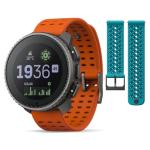 SUUNTO Vertical Adventure GPS Watch w/Offline Maps Titanium Solar Canyon & SUUNTO 22 ATH8 Silicone Strap Wave Blue S+M