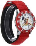 Disney Mickey Mouse Boys' Bezel Stainless Steel Time Teacher Analog Nylon Strap Watch