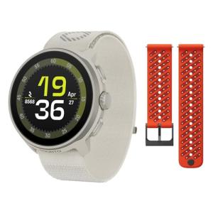 SUUNTO Run Sport Watch, Running GPS Watch Frost Gray (w/Textile Strap) & SUUNTO 22 ATH8 Silicone Strap Orange S+M