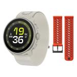 SUUNTO Run Sport Watch, Running GPS Watch Frost Gray (w/Textile Strap) & SUUNTO 22 ATH8 Silicone Strap Orange S+M