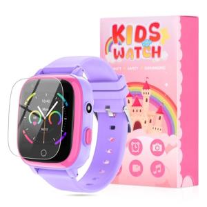 OKYUK 4G Kids Smart Watch with GPS Tracker & SOS Alert - Video Call, 2-Way Calling, Chat, App - with SIM Card for Ages 4-12 - Perfect Educational Gift (Purple)