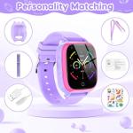 OKYUK 4G Kids Smart Watch with GPS Tracker & SOS Alert - Video Call, 2-Way Calling, Chat, App - with SIM Card for Ages 4-12 - Perfect Educational Gift (Purple)