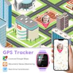 OKYUK 4G Kids Smart Watch with GPS Tracker & SOS Alert - Video Call, 2-Way Calling, Chat, App - with SIM Card for Ages 4-12 - Perfect Educational Gift (Purple)