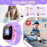 OKYUK 4G Kids Smart Watch with GPS Tracker & SOS Alert - Video Call, 2-Way Calling, Chat, App - with SIM Card for Ages 4-12 - Perfect Educational Gift (Purple)