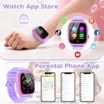 OKYUK 4G Kids Smart Watch with GPS Tracker & SOS Alert - Video Call, 2-Way Calling, Chat, App - with SIM Card for Ages 4-12 - Perfect Educational Gift (Purple)