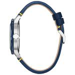 Citizen Eco-Drive Men's Disney Donald Duck Watch, Blue IP Stainless Steel on Blue Leather Strap, 3-Hand Day Date, Luminous, 44mm (Model: AW0075-06W)