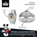 Disney Stylish Mickey Mouse Articulating Hands Watch for Men Enthusiasts, Full Color Mickey Watch with Silver Dial and Stainless Steel Strap