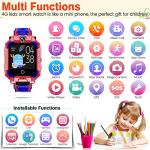 4G Kids Smart Watch, IP67 Waterproof Child Smartwatch with Camera, SOS,GPS Tracker, Video Calling, WiFi, Touch Screen Wrist Watch Phone for Age 3-14 Year Boys Girls Gift (360° Dual Cameras Pink)