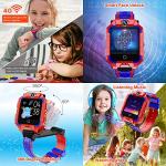 4G Kids Smart Watch, IP67 Waterproof Child Smartwatch with Camera, SOS,GPS Tracker, Video Calling, WiFi, Touch Screen Wrist Watch Phone for Age 3-14 Year Boys Girls Gift (360° Dual Cameras Pink)
