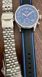 NWOT Rare Model Avi-8 Lafayette Chronograph w Extra Avi-8 S/S Bracelet and Box