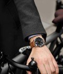 Stuhrling Original Mens Leather Watch -Aviation Watch, Quick-Set Day-Date Leather Band with Steel Rivets,