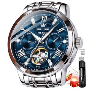 Men's Luxury Skeleton Automatic Tourbillon Watch - Blue/Silver