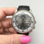 Vintage Wakmann Mens Watch 42mm Gray Dial Automatic Day Date Diver 5ATM Swiss