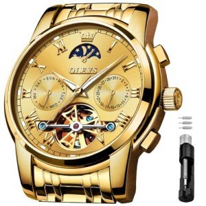 OLEVS Men's Gold Automatic Mechanical Dress Watch