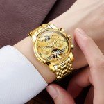 OLEVS Men's Gold Automatic Mechanical Dress Watch