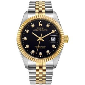 BUREI Men's Gold & Black Automatic Dress Watch