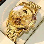 OLEVS Men's Gold Automatic Mechanical Dress Watch