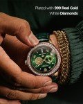 Men's Luxury Green Leather Watch with Gold Dragon