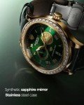 Men's Luxury Green Leather Watch with Gold Dragon
