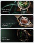 Men's Luxury Green Leather Watch with Gold Dragon
