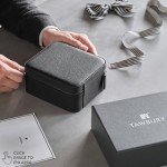 Stylish Black Leather Watch Box with 4 Compartments