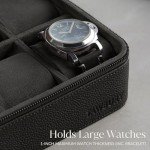 Stylish Black Leather Watch Box with 4 Compartments