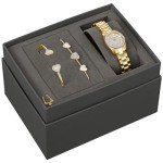 Bulova Women's Gold-Tone Crystal Bangle & Watch Set