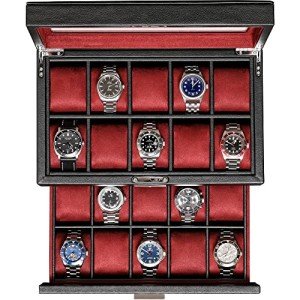 Luxury Leather Watch Box with 20 Compartments